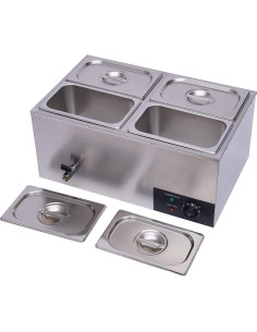 Calentador de Comida Eléctrico VONZOER 4 Sartenes 600W 16L 2