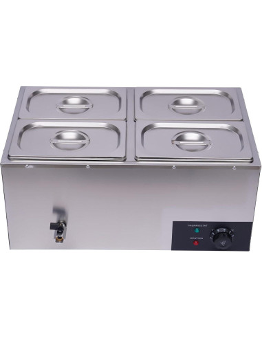 Calentador de Comida Eléctrico VONZOER 4 Sartenes 600W 16L