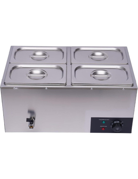 Calentador de Comida Eléctrico VONZOER 4 Sartenes 600W 16L