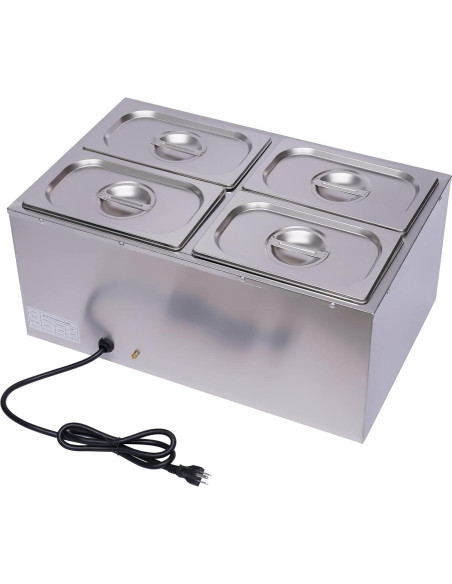 Calentador de Comida Eléctrico VONZOER 4 Sartenes 600W 16L