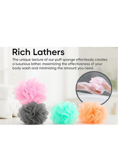 Esponjas de Lufa de Malla Yiffee, Paquete de 8 Coloridas Esponjas de Lufa de Malla Yiffee, Paquete de 8 Coloridas