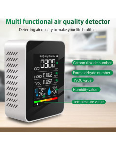 Monitor de Calidad del Aire YISPK 5 en 1 CO2 HCHO TVOC 2