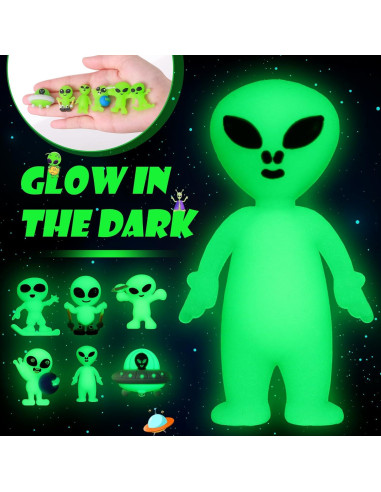 15 Figuras Mini Alienígenas Brillantes en la Oscuridad PVC