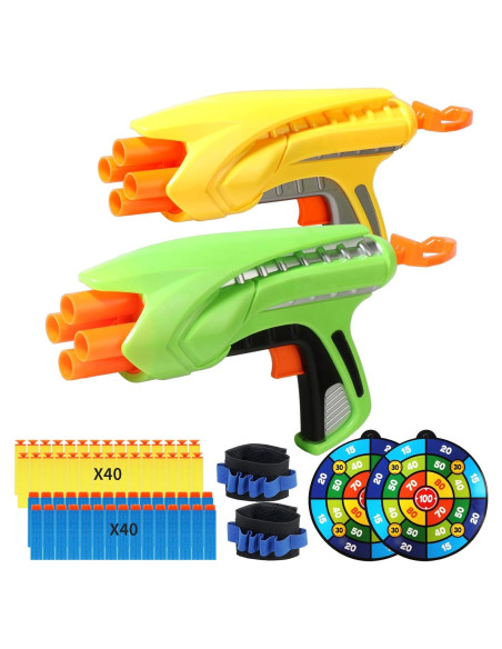 2 Pistolas Blaster RLZHLYC con 80 Dardos de Espuma - Juguete 6+