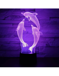 Luz Nocturna 3D Delfín KOLITEE, 16 Colores, Control Remoto 2