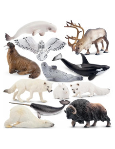Set de Figuras de Animales Árticos Toymany 12PCS - Oso Polar, Morsa y Más