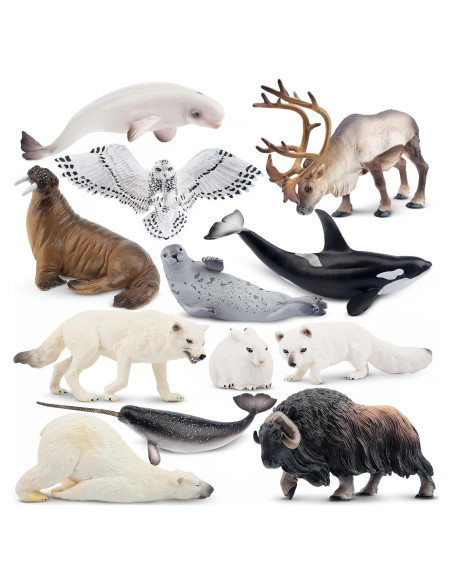 Set de Figuras de Animales Árticos Toymany 12PCS - Oso Polar, Morsa y Más