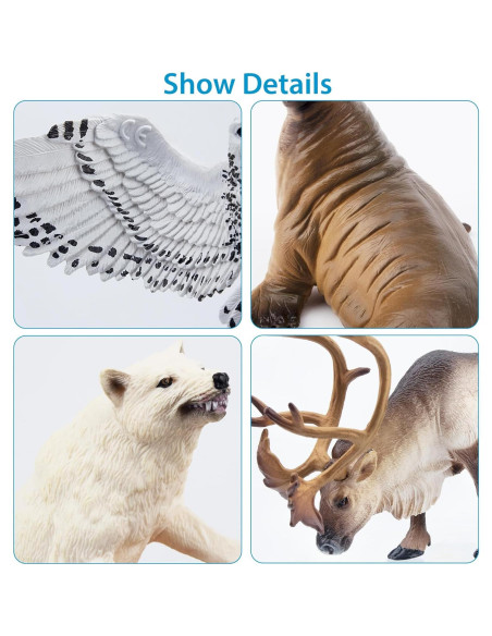 Set de Figuras de Animales Árticos Toymany 12PCS - Oso Polar, Morsa y Más