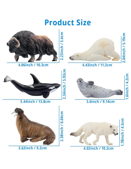 Set de Figuras de Animales Árticos Toymany 12PCS - Oso Polar, Morsa y Más