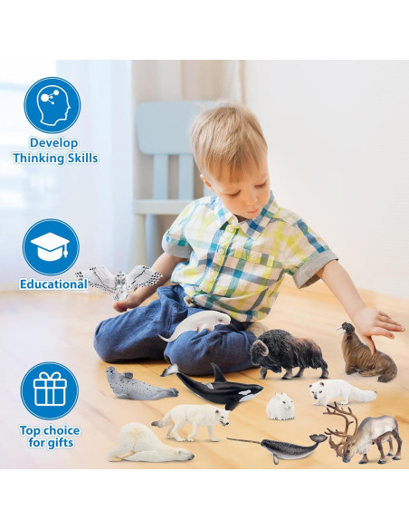 Set de Figuras de Animales Árticos Toymany 12PCS - Oso Polar, Morsa y Más