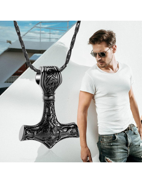 Collar Urna Martillo de Thor AIWENXI Acero Inoxidable 4x3 cm