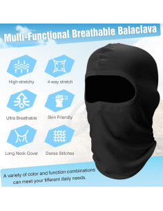 Fivali Balaclava Máscara Facial de Esquí 6 Paquetes Negro 2
