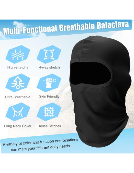 Fivali Balaclava Máscara Facial de Esquí 6 Paquetes Negro