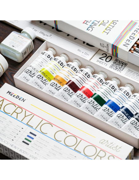 Juego de Pintura Acrílica MEEDEN Artista 9 Tubos 60ml