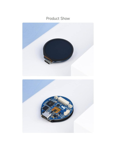 Placa de Desarrollo RP2040 Waveshare con Pantalla Táctil 1.28"