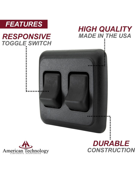 Interruptor Doble SPST 12V Negro para RV y Caravana