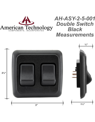 Interruptor Doble SPST 12V Negro para RV y Caravana