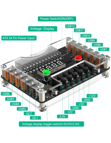 Placa de Distribución de Alimentación ATX Sintech ST-ATX-12UB 3.3V 5V 12V