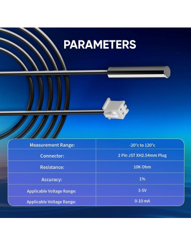 6 Probetas Sensor de Temperatura NTC 10K Perusiaw 1M Acero Inoxidable