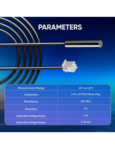 6 Probetas Sensor de Temperatura NTC 10K Perusiaw 1M Acero Inoxidable