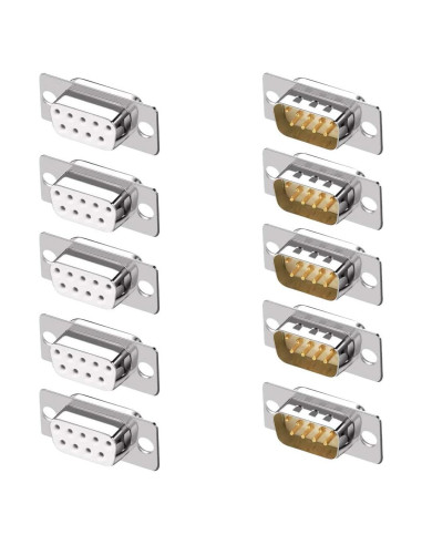 10 Conectores DB9 RS232 Macho y Hembra para Soldadura