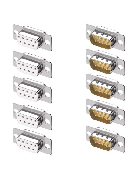 10 Conectores DB9 RS232 Macho y Hembra para Soldadura
