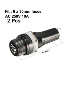Soporte de Fusible Panel 2pcs uxcell 10A 250V 6x30mm 2