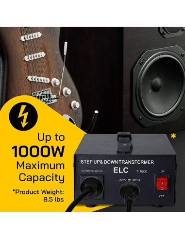 Transformador Convertidor de Voltaje ELC T-1000+ 1000W 110V/220V