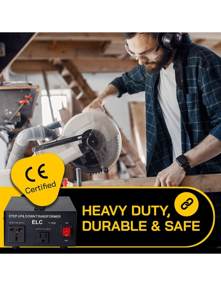 Transformador Convertidor de Voltaje ELC T-1000+ 1000W 110V/220V