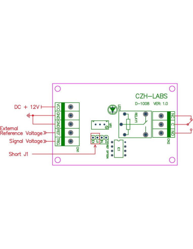 Placa de Relé Comparador de Voltaje 12V DC 10A Electronics-Salon