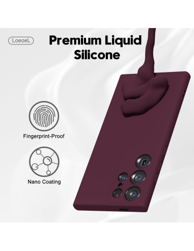 Funda Silicona Minimalista LoeoeL para Samsung Galaxy S24 Ultra Burdeos