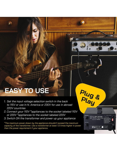 Transformador Convertidor de Voltaje ELC T-1000+ 1000W 110V/220V