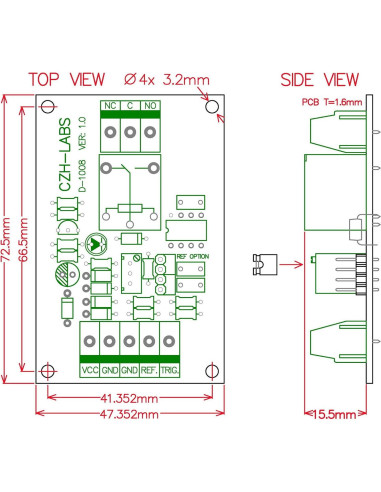 Placa de Relé Comparador de Voltaje 12V DC 10A Electronics-Salon