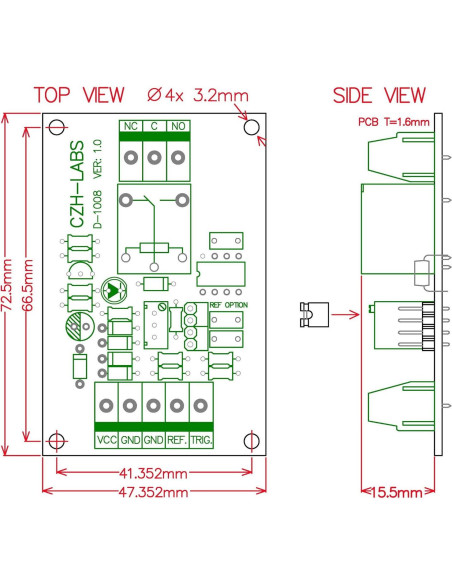 Placa de Relé Comparador de Voltaje 12V DC 10A Electronics-Salon