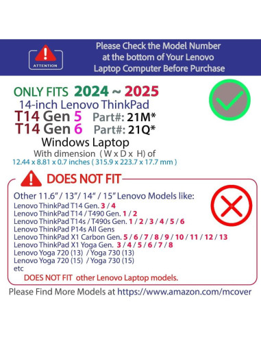 Funda Dura mCover para Lenovo ThinkPad T14 Gen 5/6 14" Rojo