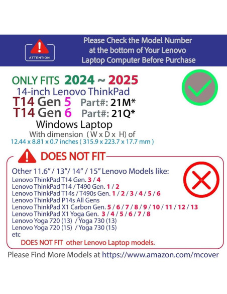 Funda Dura mCover para Lenovo ThinkPad T14 Gen 5/6 14" Rojo