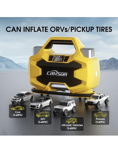 Compresor de Aire CARSUN 150 PSI Portátil Doble Cilindro 12V