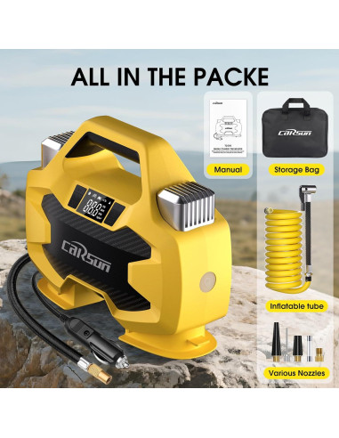 Compresor de Aire CARSUN 150 PSI Portátil Doble Cilindro 12V
