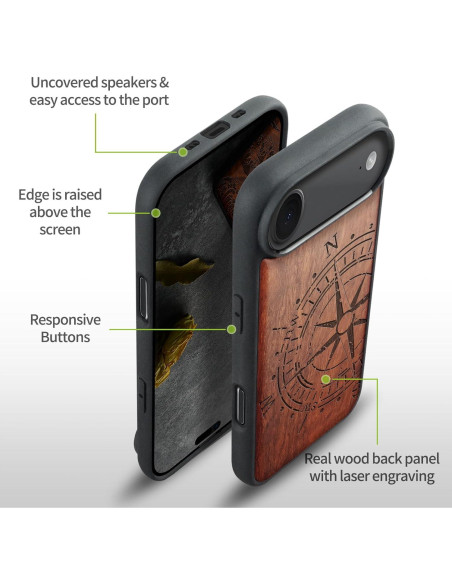 Funda de Madera Magnética Carveit para iPhone Air - Grabado Retro Funda de Madera Magnética Carveit para iPhone Air - Grabado Retro