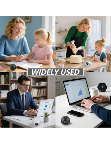 Temporizador Digital 12 Caras BEBESIRI Negro - 1 a 90 Minutos