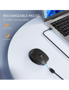 Ratón Inalámbrico Uiosmuph Mini Recargable Bluetooth Negro 2