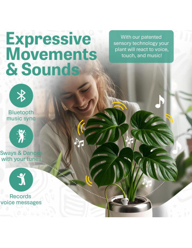 Maceta Robótica PlantPetz Blanca 10cm - Interactiva y Musical