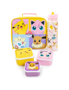 Conjunto de Bolsa de Almuerzo Pokémon 5 Piezas Rosa y Amarillo