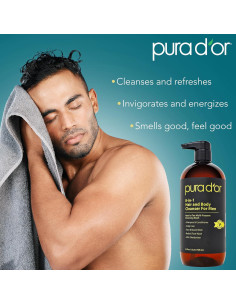PURA D'OR Limpiador 8-en-1 para Hombres 710ml - Libre de Sulfatos 2
