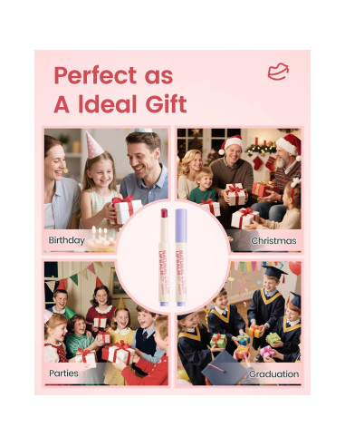 Bálsamo Labial Tinte RUNBEN para Niños, Hidratante Sabor Fresa