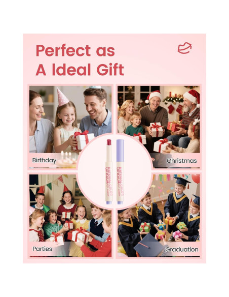 Bálsamo Labial Tinte RUNBEN para Niños, Hidratante Sabor Fresa