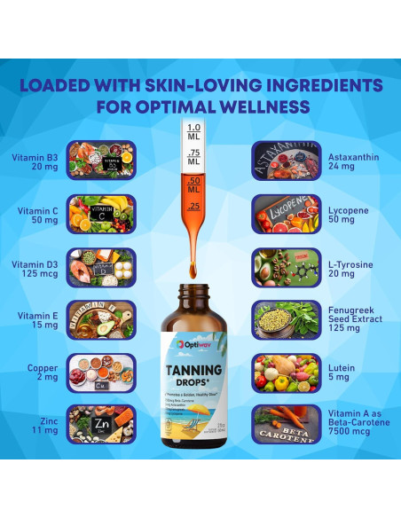 Gotas de Bronceado Sin Sol Optiwav 60 mL - Vegano y Sin Azúcar