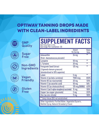 Gotas de Bronceado Sin Sol Optiwav 60 mL - Vegano y Sin Azúcar