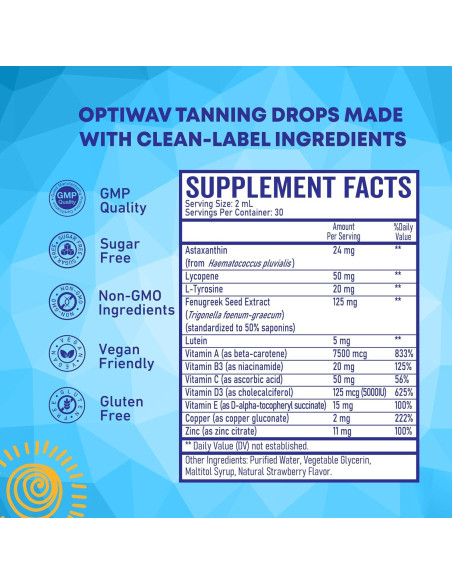 Gotas de Bronceado Sin Sol Optiwav 60 mL - Vegano y Sin Azúcar