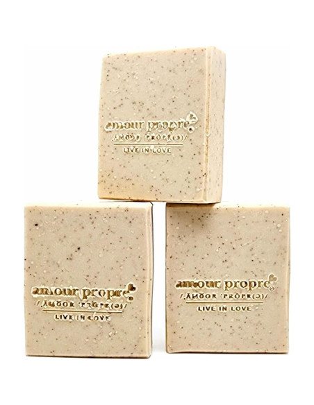 Jabón Artesanal Exfoliante de Leche de Coco y Nuez - 3 Unidades